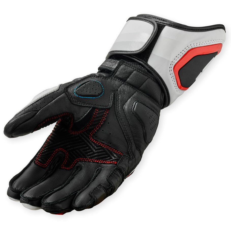 Revit Quantum 3 Leather / Textile Gloves White / Neon Red – single glove view