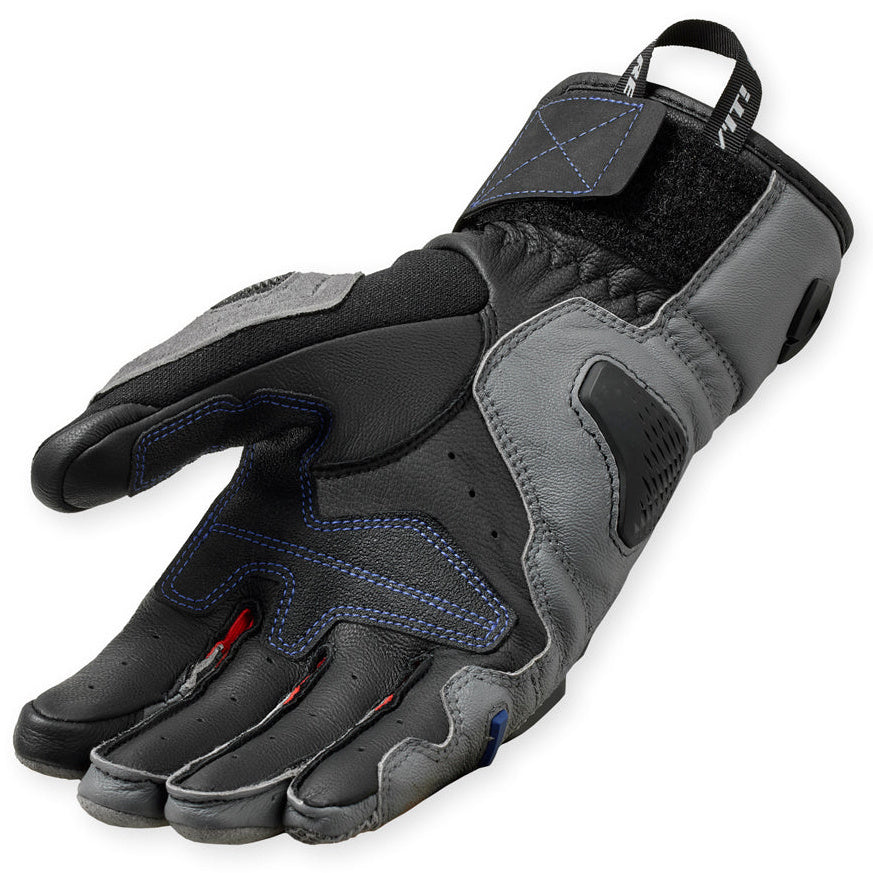 Revit Sand 5 Leather Gloves Grey / Red motorcycle glove, palm view