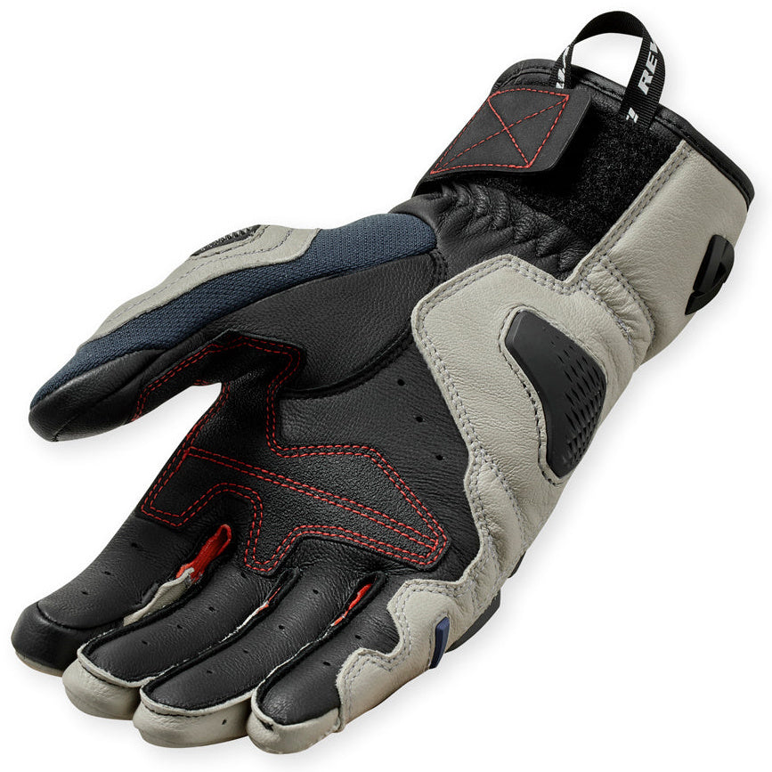 Revit Sand 5 Leather Gloves Silver / Red motorcycle glove, palm view