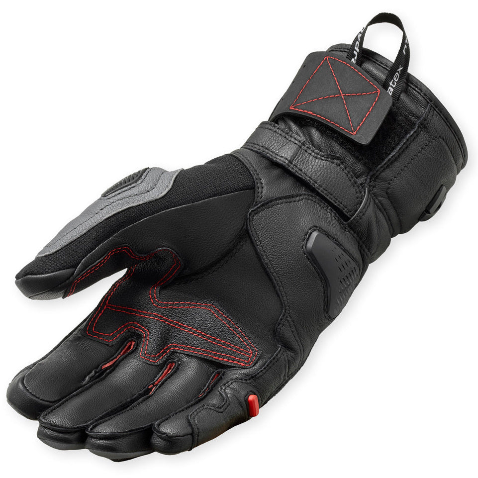 Revit Sand 5 H2O Leather Gloves Black / Grey motorcycle glove, palm view