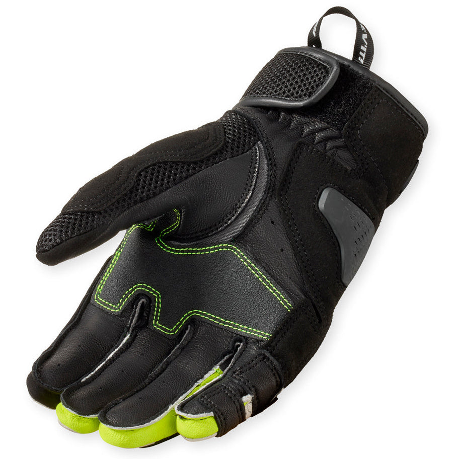 Revit Blaze Leather Gloves Light Grey / Neon Yellow – single glove view
