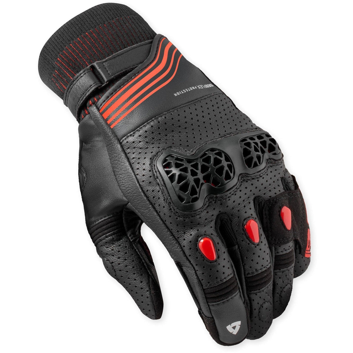 Revit Positron Gloves Black / Red back-of-hand view