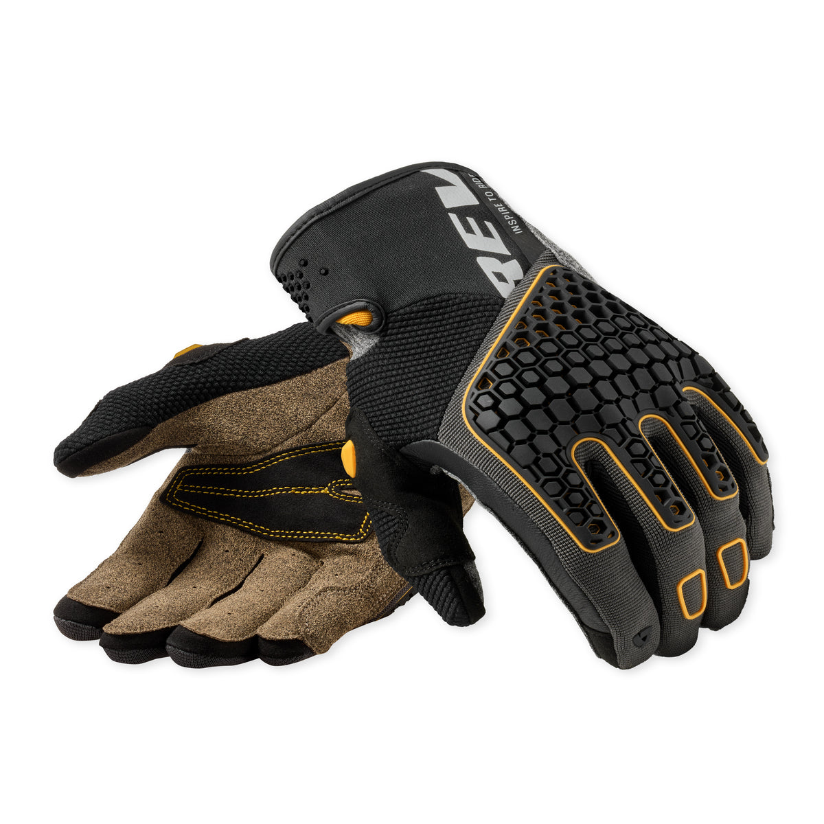 Revit Mangrove 2 Gloves Black / Ocher Yellow FREE UK Delivery, FREE 365 Day Returns | Moto Central