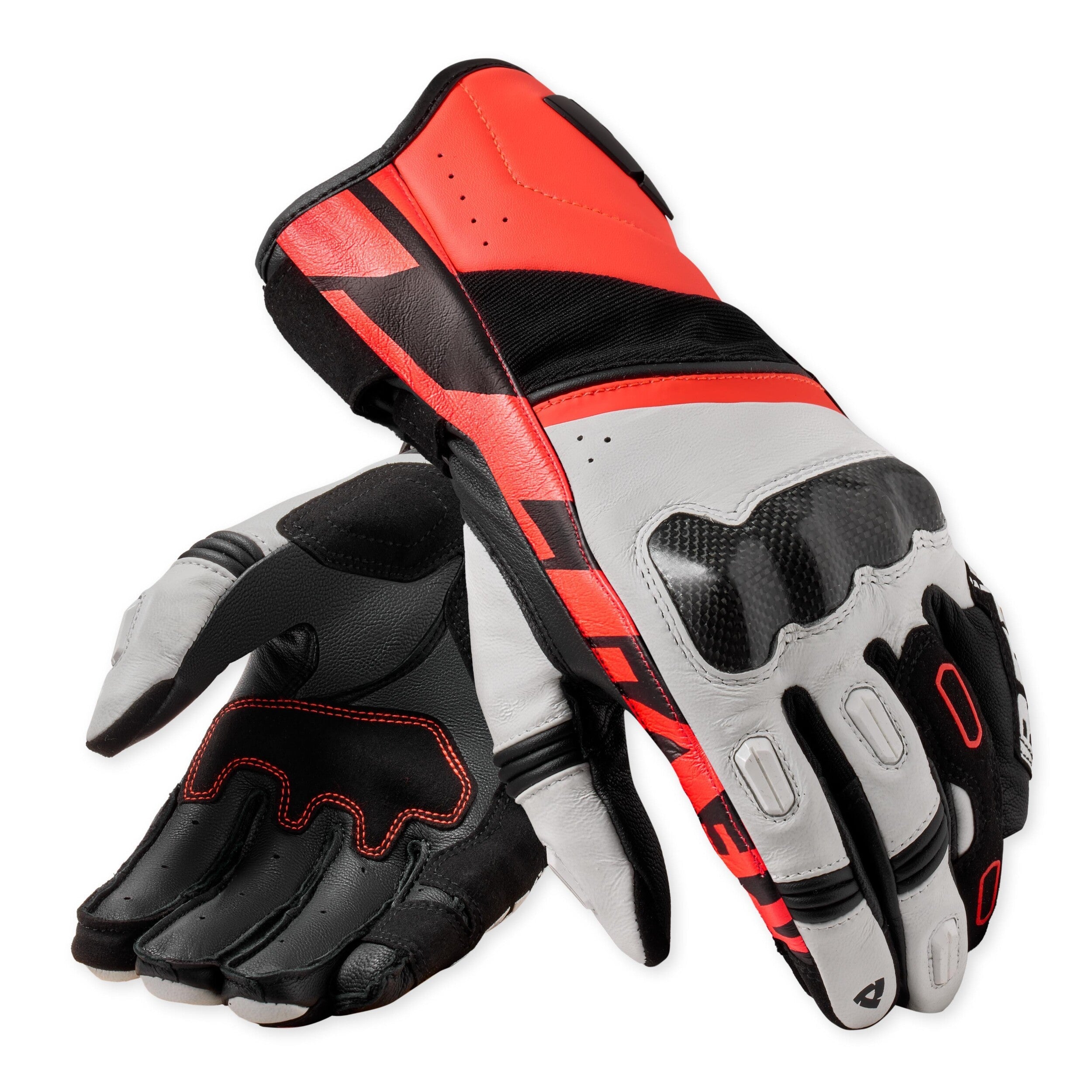 Revit RSR 5 Gloves White / Neon Red front view