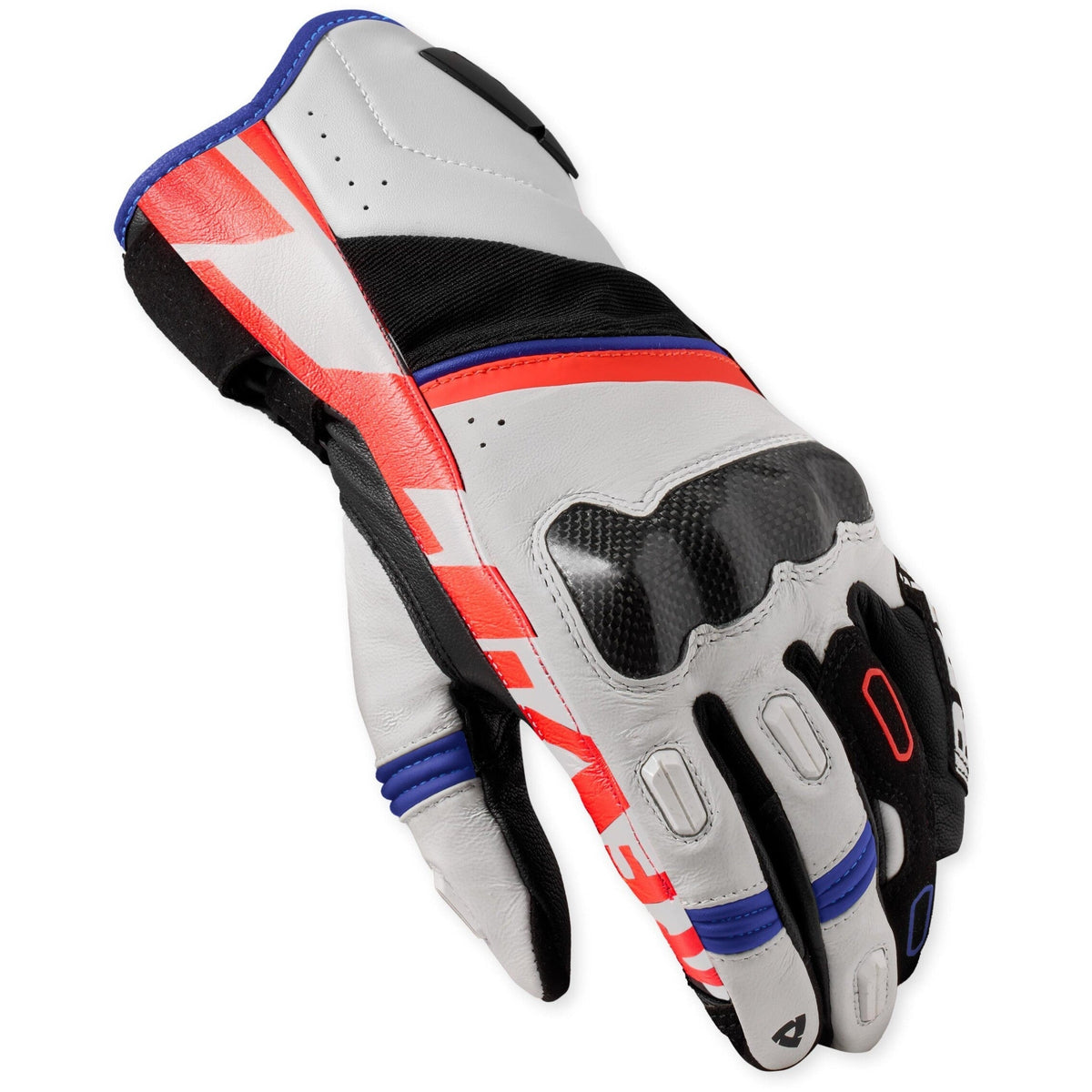 Revit RSR 5 Gloves White / Blue back-of-hand view