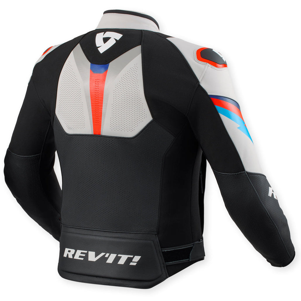 Revit Quantum 3 Leather Jacket Black / Light Grey – rear view
