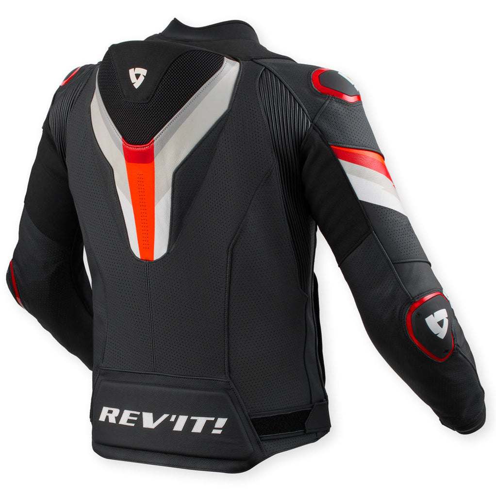 Revit Quantum 3 Pro Leather Jacket Black / Red – rear view