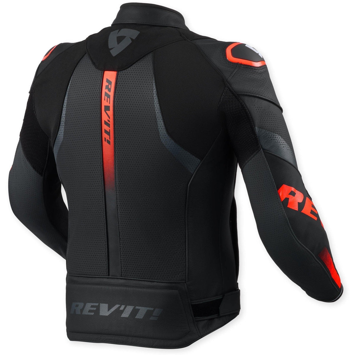 Revit Hyperspeed 3 Air Leather Jacket Black / Neon Red back view