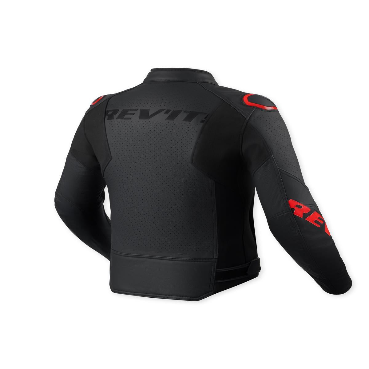 Revit Quadratic Leather Jacket Black / Neon Red FREE UK Delivery, FREE 365 Day Returns | Moto Central
