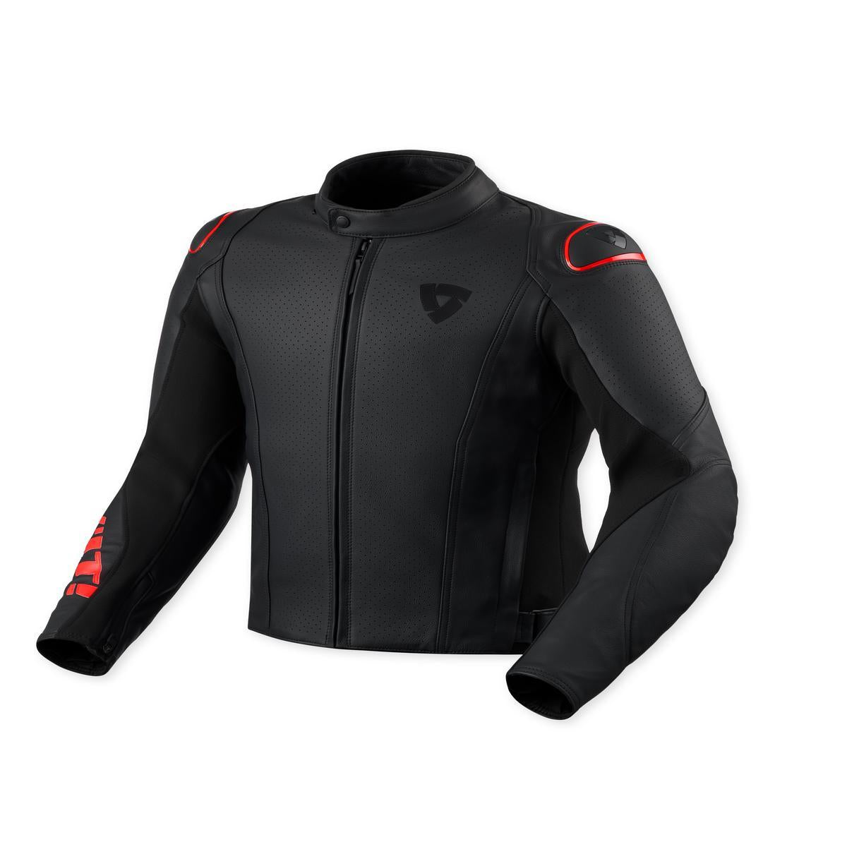 Revit Quadratic Leather Jacket Black / Neon Red FREE UK Delivery, FREE 365 Day Returns | Moto Central