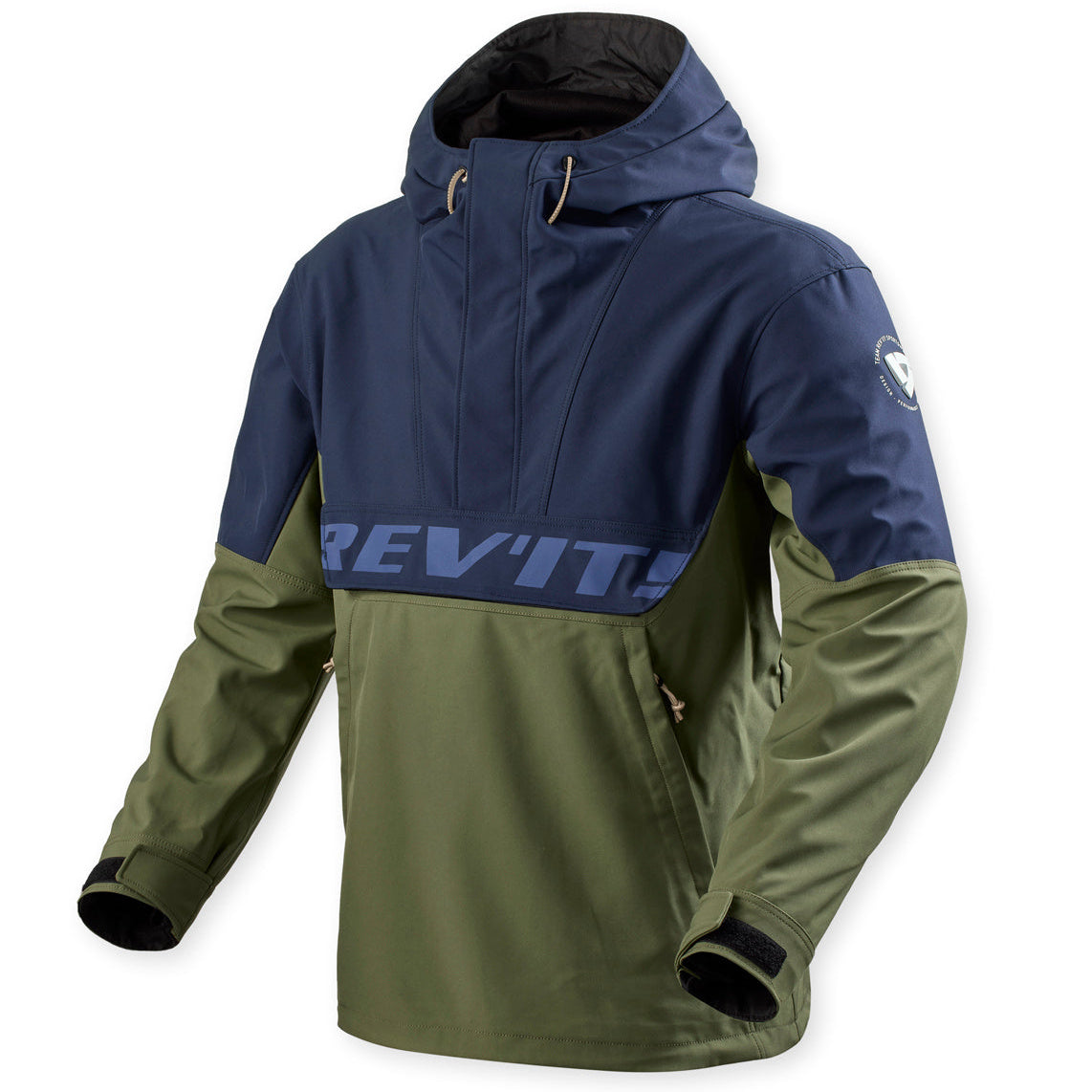 Revit Smock Photon Rain Over Jacket Dark Blue / Green, front view