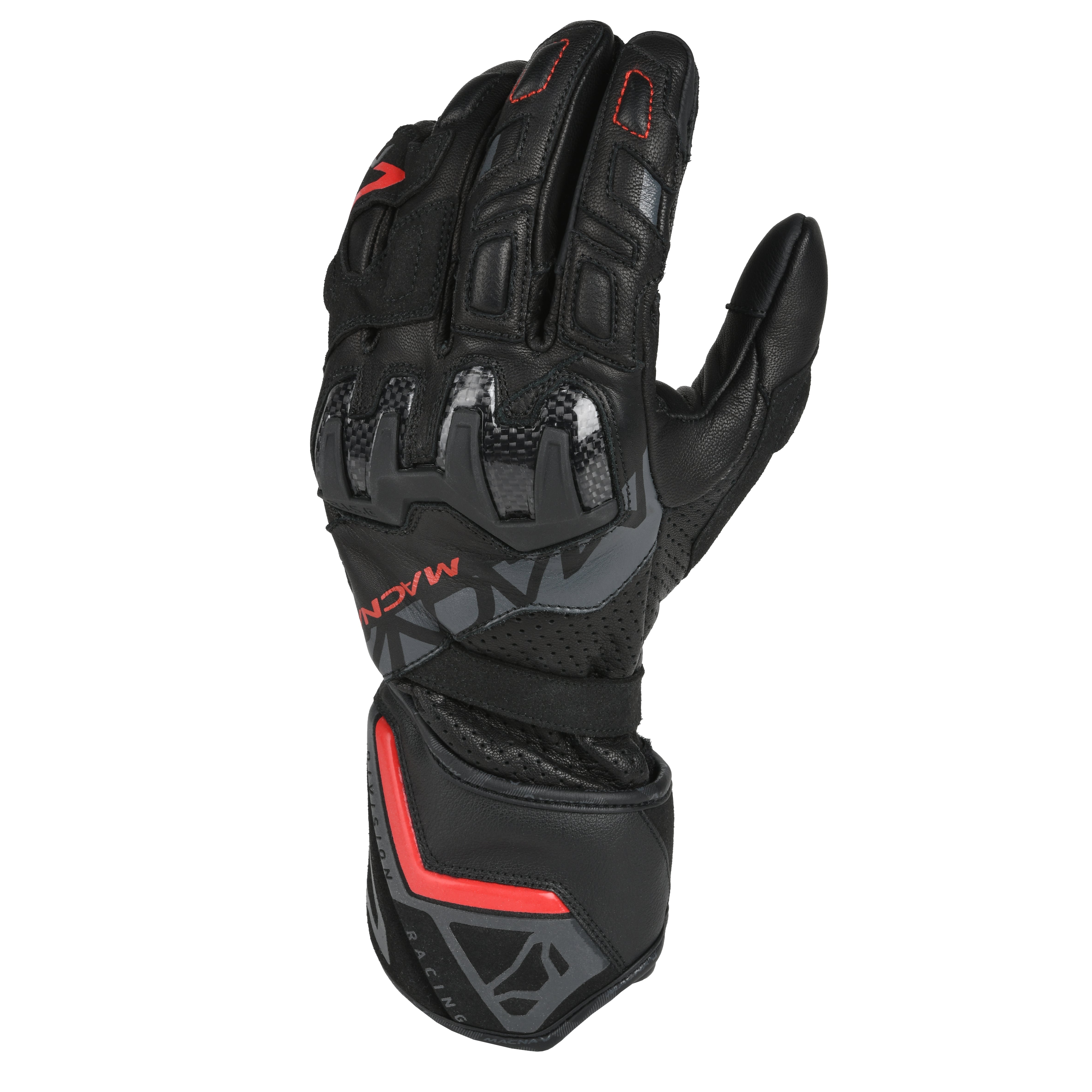 Macna Firoz Leather Gloves Black / Red FREE UK Delivery, FREE 365 Day Returns | Moto Central