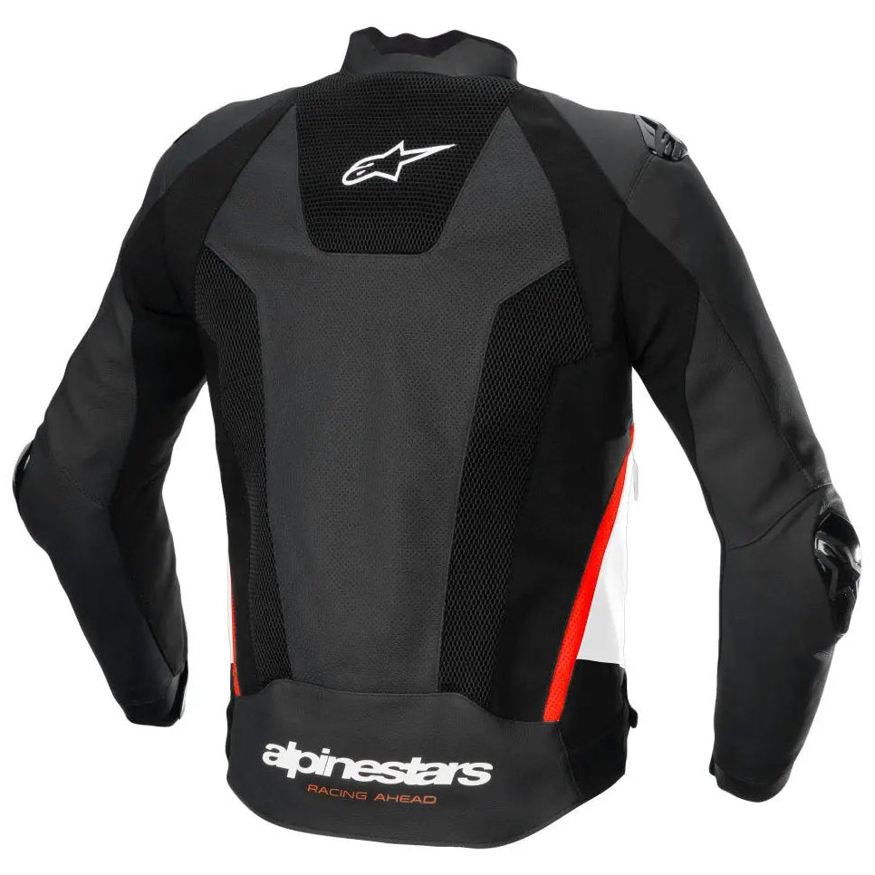 Alpinestars Missile V3 Airflow Leather Jacket Black / White / Fluo Red, back view