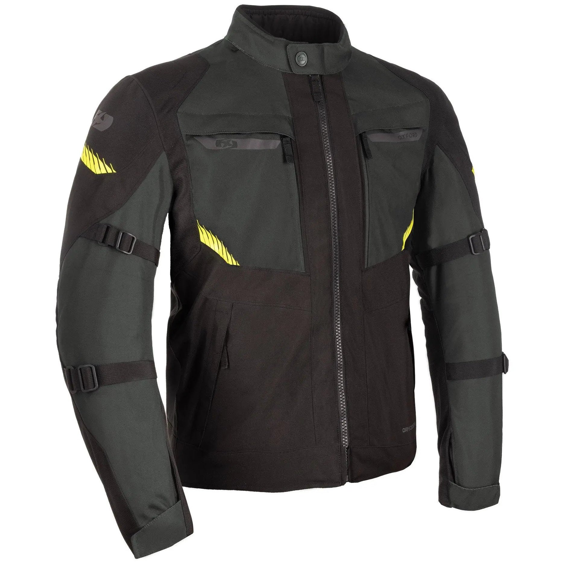 Oxford Toronto 1.0 D2D Textile Jacket Black / Green / Fluo Yellow front product view