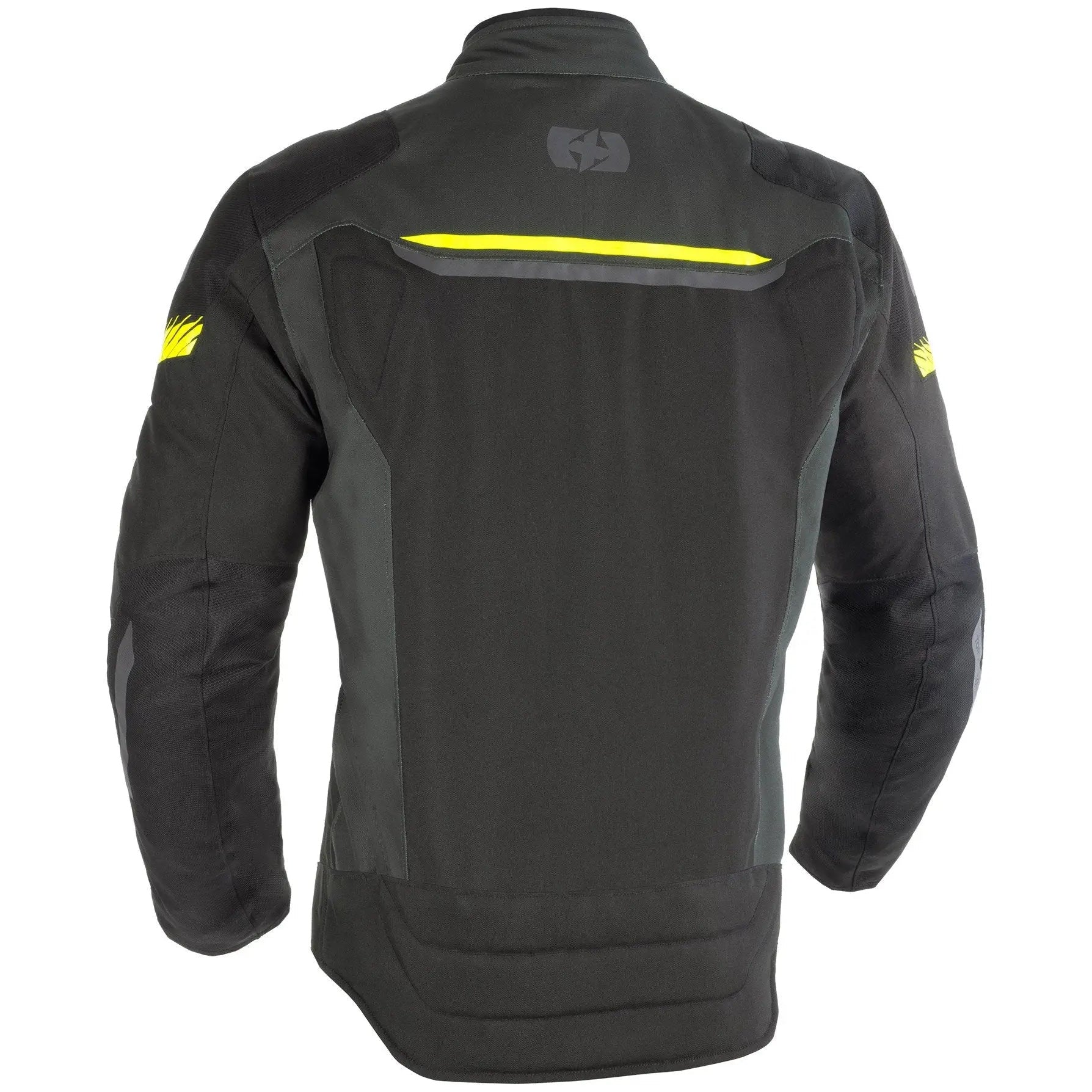 Oxford Toronto 1.0 D2D Textile Jacket Black / Green / Fluo Yellow back product view