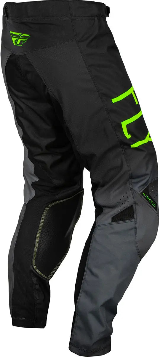 Fly Racing Kinetic Boa Prodigy Youth MX Trouser Charcoal / Green - FREE UK Delivery, FREE 365 Day Returns | Moto Central