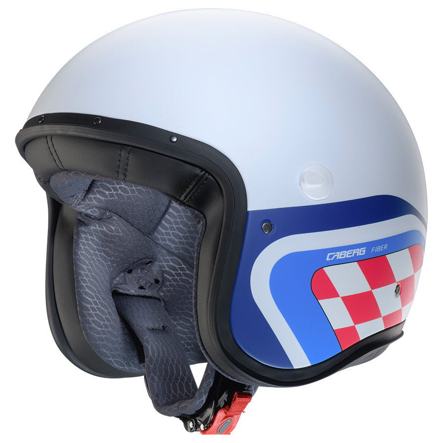 Caberg Freeride X Daytona Matt White Blue Red open-face helmet front-left view