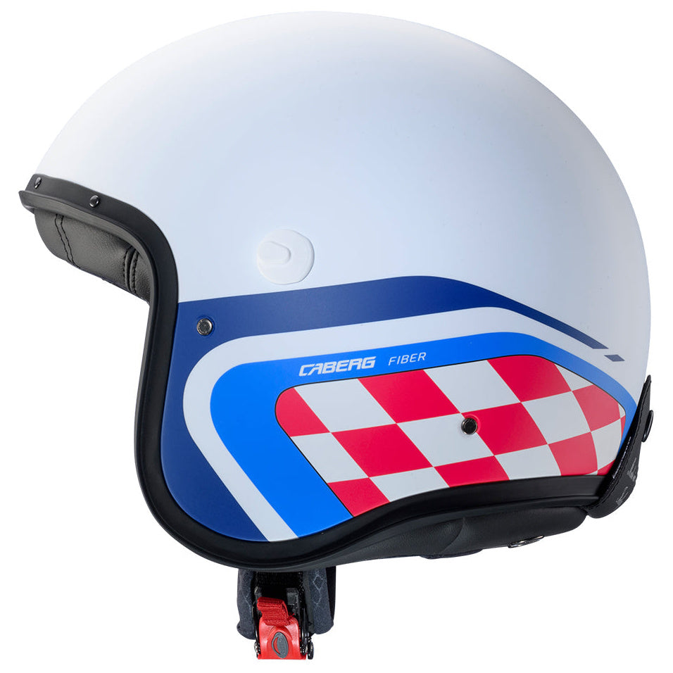 Caberg Freeride X Daytona Matt White Blue Red open-face helmet left-side view