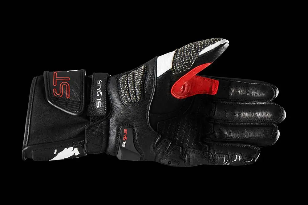 Furygan STYG15 Leather Gloves Black / White / Red - FREE UK Shipping, FREE 365 Day Returns | Moto Central