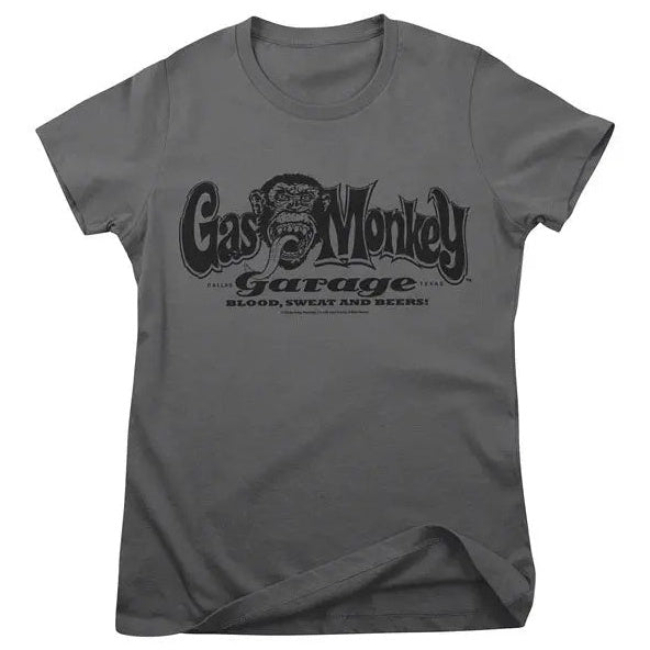 Gas Monkey Garage Logo Ladies T-Shirt Dark Grey — front view