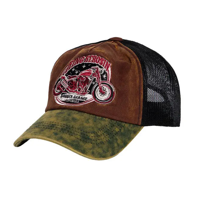 King Kerosin Bobber Garage Cap Brown / Green  - FREE UK Shipping, FREE 365 Day Returns | Moto Central