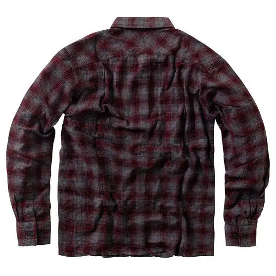 West Coast Choppers Rigid Flannel Shirt Burgundy / Grey, back view
