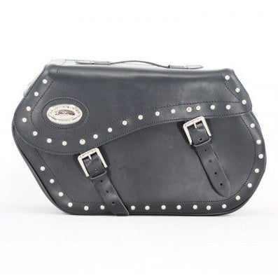 Longride Studded Leather Saddlebags Black - 43 Liters - primary product view