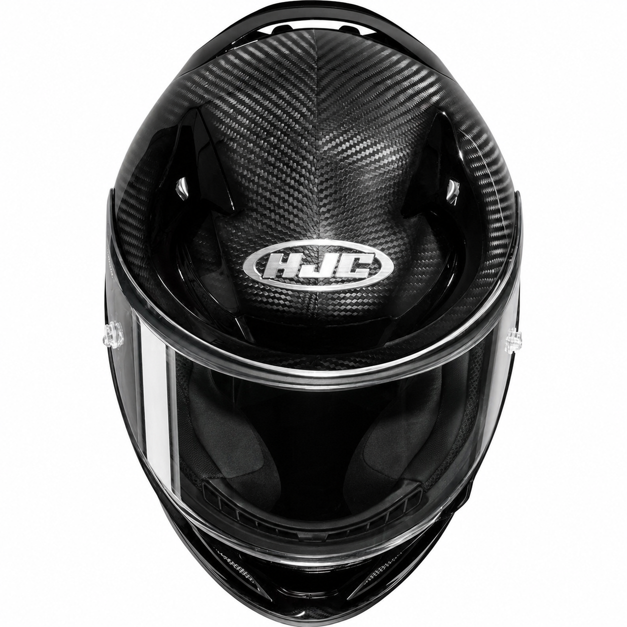 HJC RPHA 12 Carbon, alternate full-face motorcycle helmet angle on white background