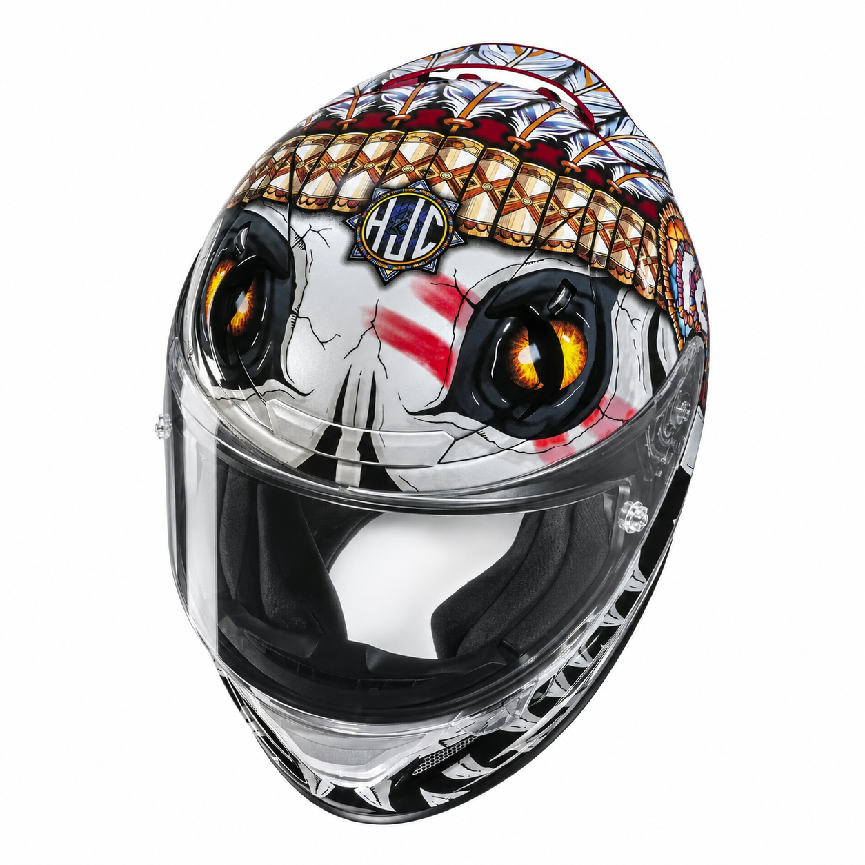 HJC RPHA 12 Kepina MC1 Red, alternate full-face motorcycle helmet angle on white background