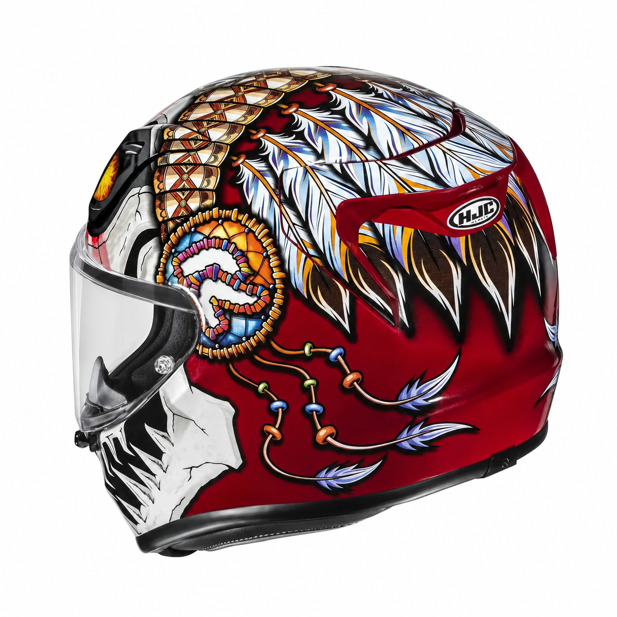 HJC RPHA 12 Kepina MC1 Red, alternate full-face motorcycle helmet angle on white background