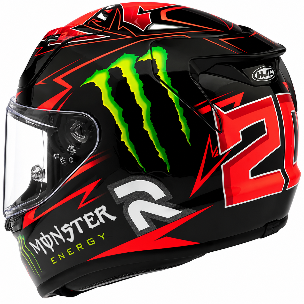 HJC RPHA 12 Quartararo Replica MC1 Black / Red Full Face Motorcycle Helmet – right side view