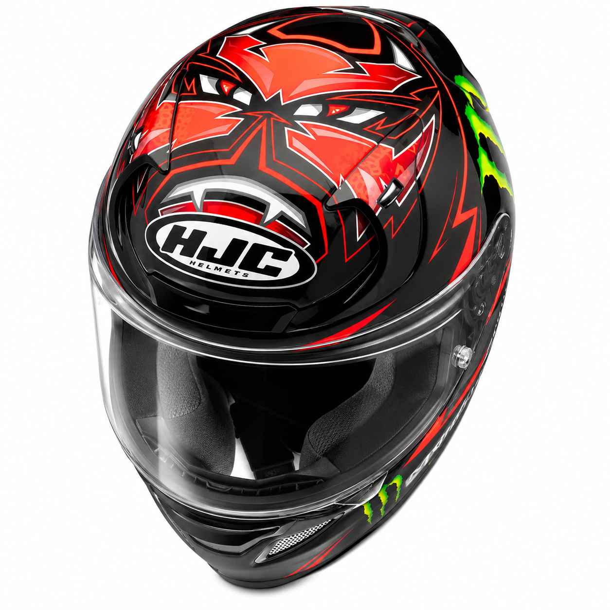 HJC RPHA 12 Quartararo Replica MC1 Black / Red Full Face Motorcycle Helmet – top-front view