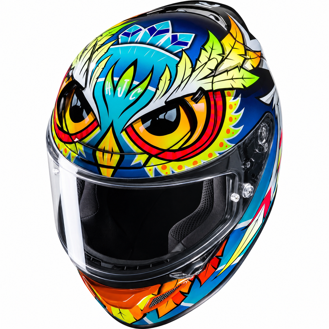 HJC RPHA 12 Spasso MC3H Blue, alternate full-face motorcycle helmet angle on white background