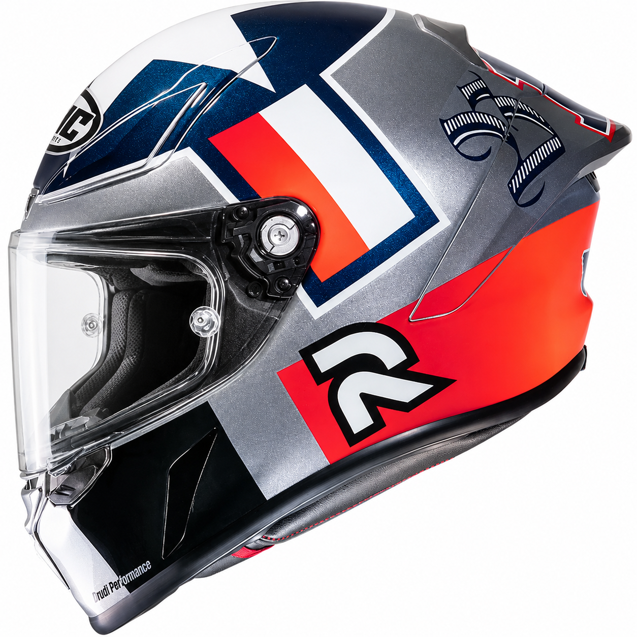 HJC RPHA 1 Ben Spies Silverstar Silver, left-side view on white background