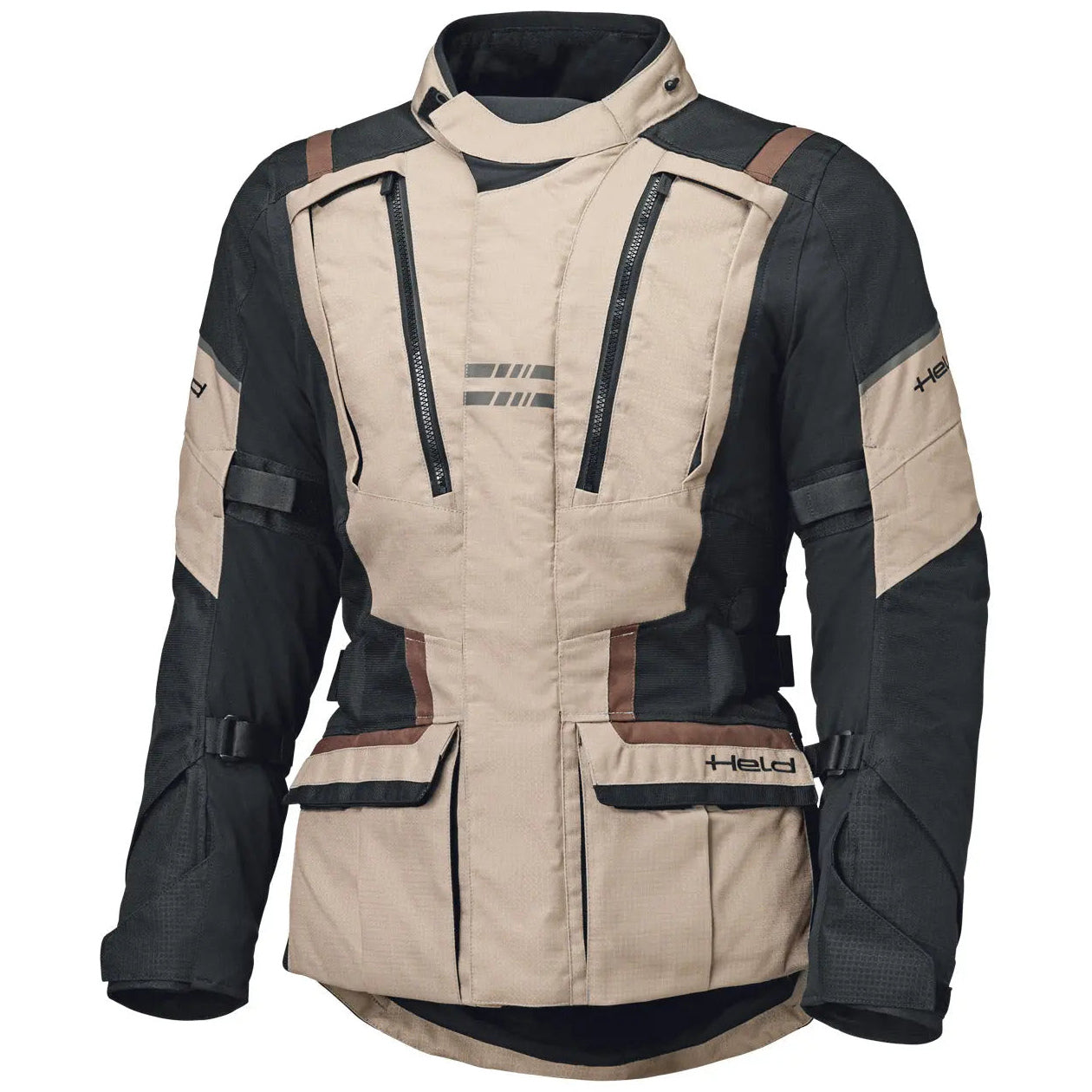 Held Hakuna Matata 3 Top Men's Waterproof Adventure Motorcycle Jacket Sand / Brown front view