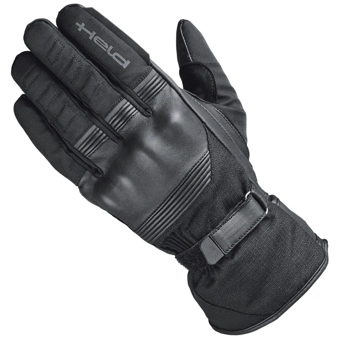 Held Polar 3 Waterproof Winter Motorcycle Gloves Black back-of-hand view