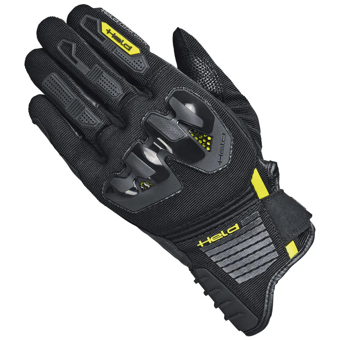 Held Sambia 2 Adventure Leather & Textile Motorcycle Gloves Black, back-of-hand view