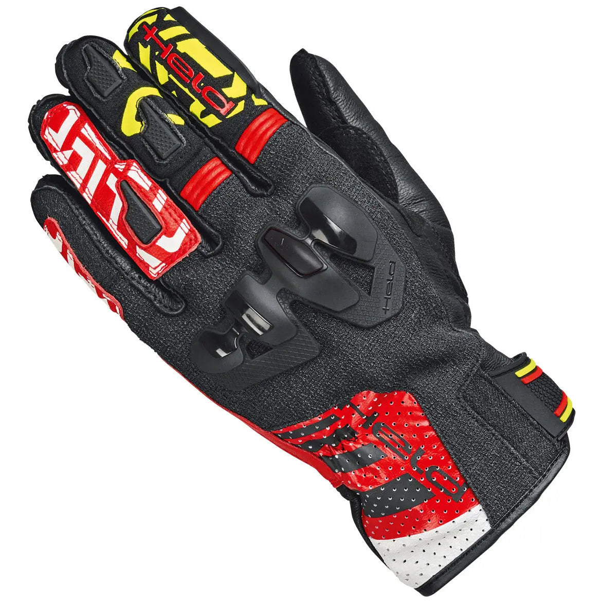 Held Sepang Sports Motorcycle Gloves Black / White / Red, back-of-hand view