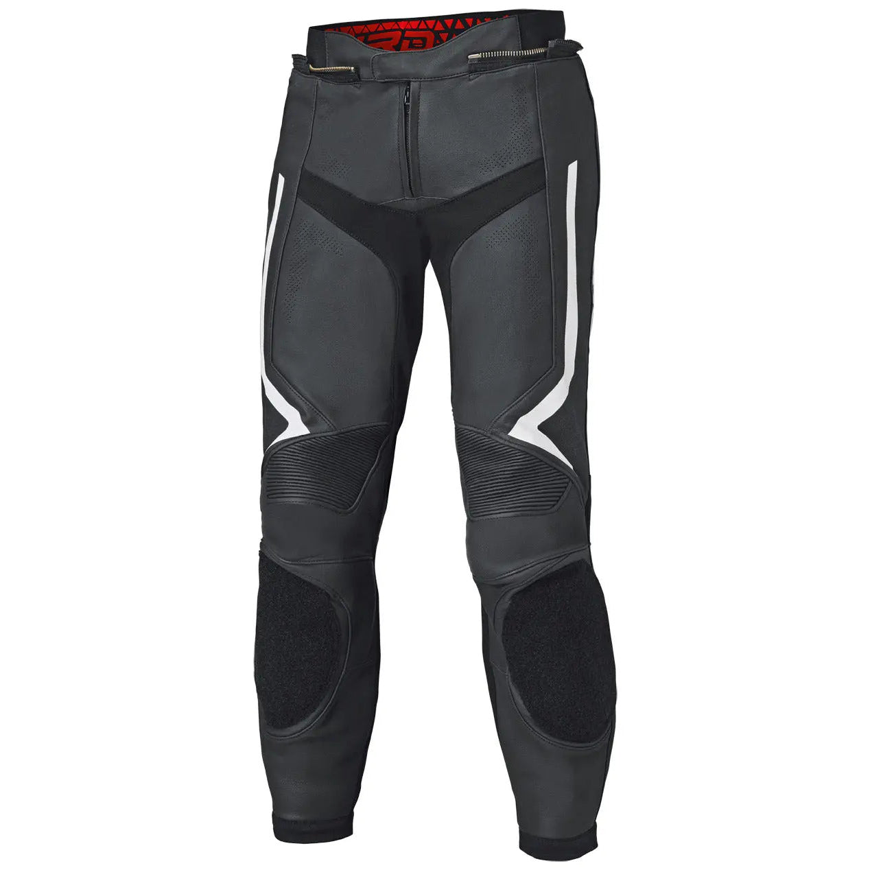 Held Street Rocket 4 Base Leather Trouser Black / White motorcycle trousers, front view