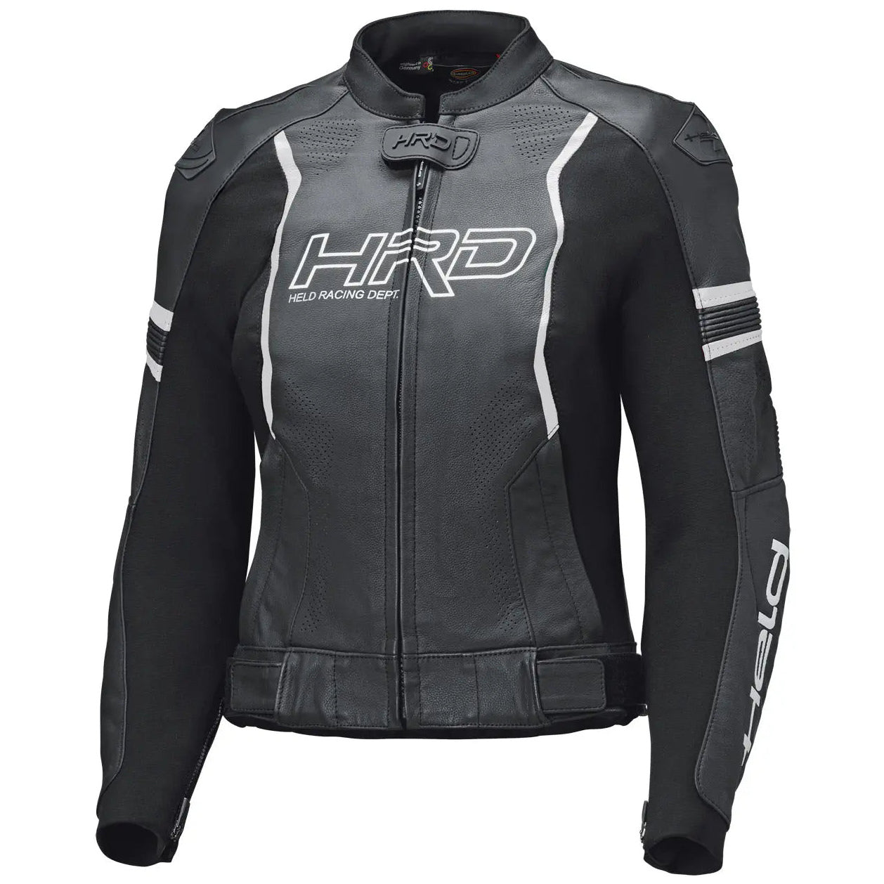 Held Street Rocket 4 Top Ladies Leather Jacket Black / White motorcycle jacket, front view