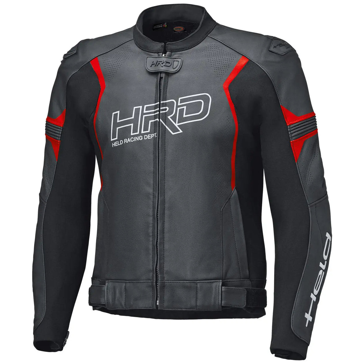 Held Street Rocket 4 Top Leather Jacket Black / Neon Red motorcycle jacket, front view