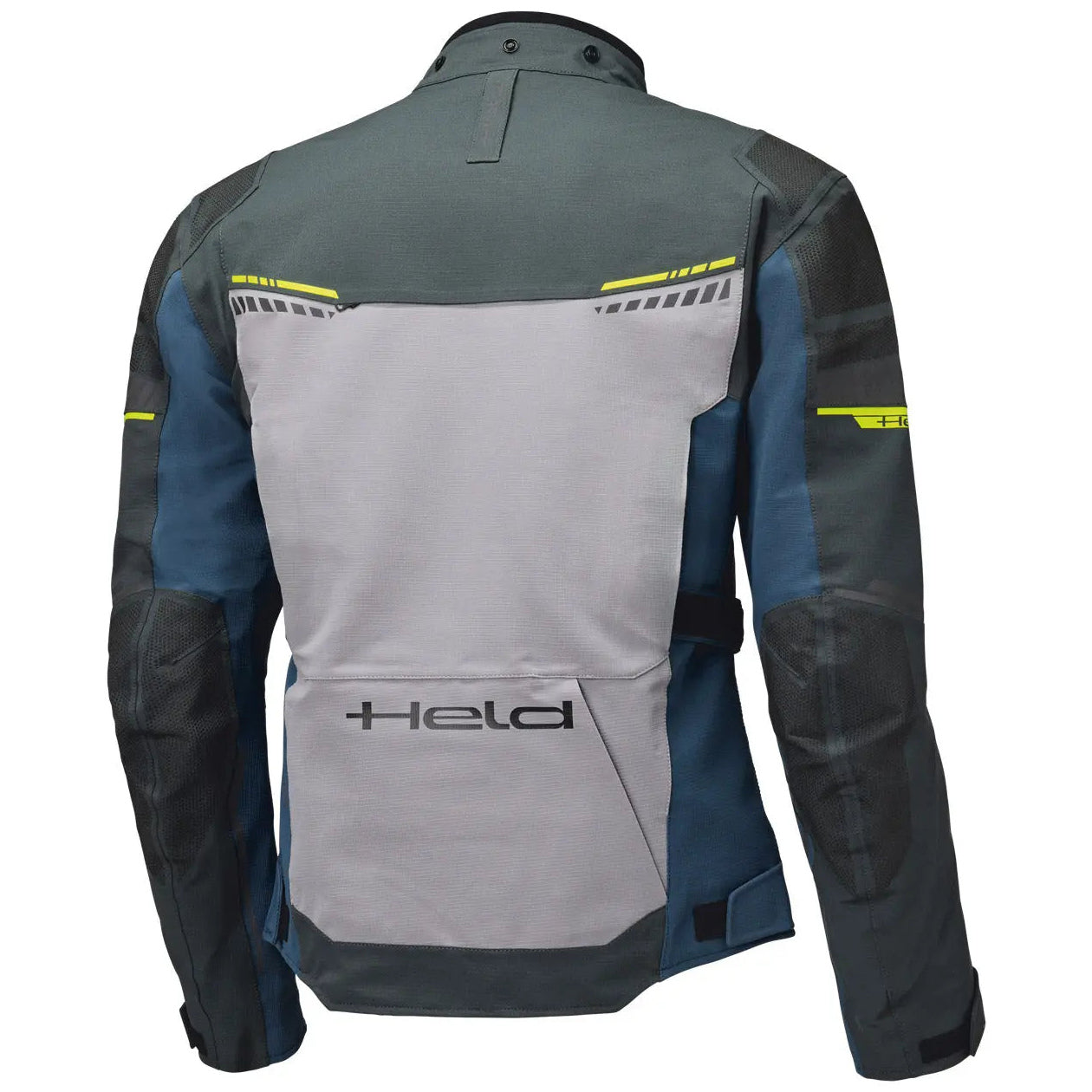 Held Tamarack Top Adventure Textile Jacket Anthracite / Grey / Blue motorcycle jacket, rear view