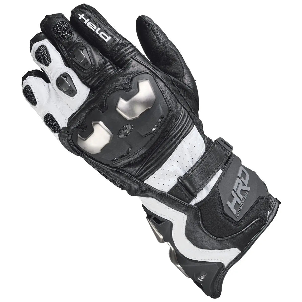 Held Titan XR2 Leather Gloves Black / White motorcycle glove, back-of-hand view