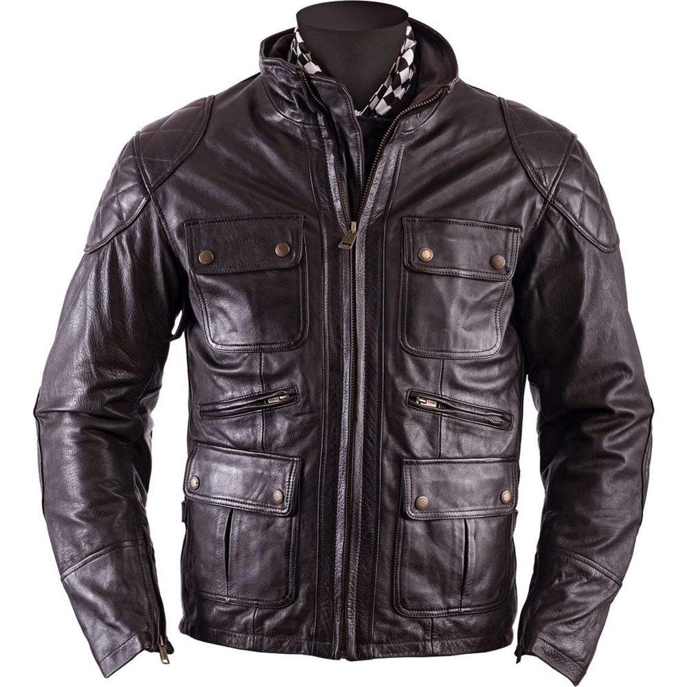 Helstons Hunt Rag Leather Jacket Brown