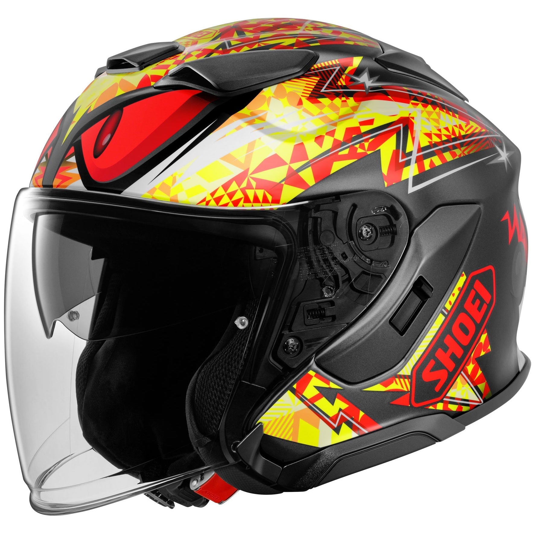 Shoei J-Cruise 3 Inspired TC1 Black open-face motorcycle helmet – left-side view