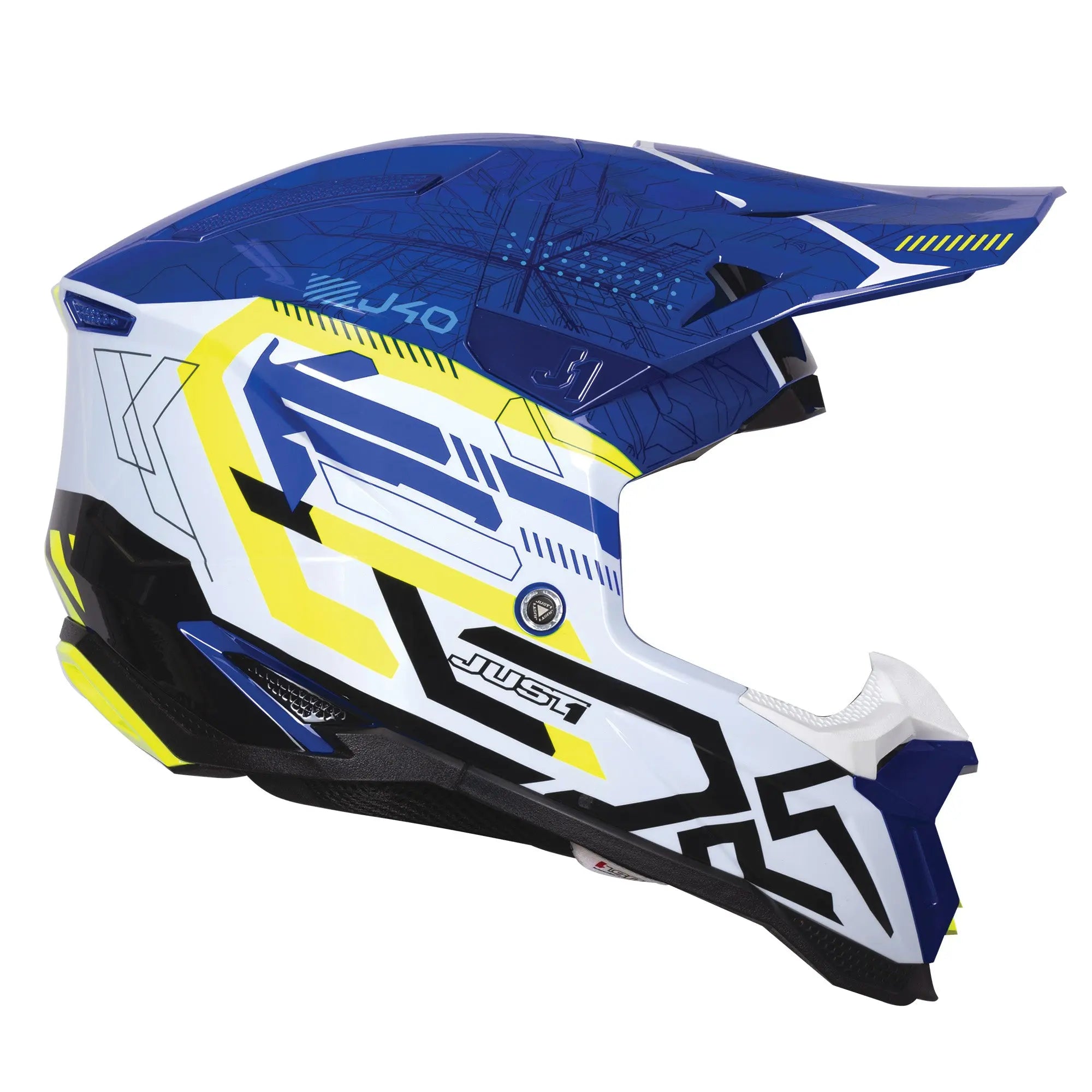 Just1 J40 Mission Fluo Yellow / Gloss Blue FREE UK Delivery, FREE 365 Day Returns | Moto Central