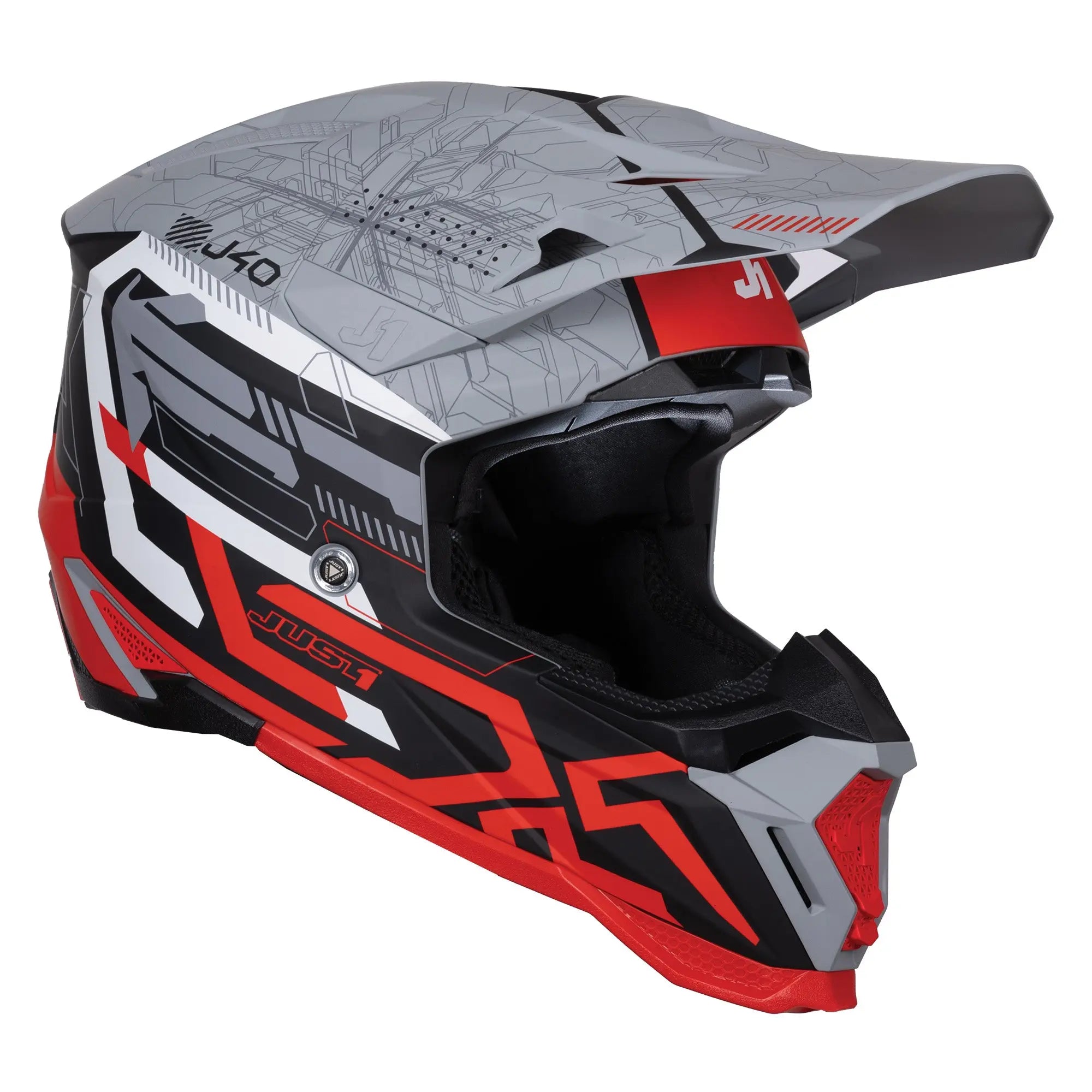 Just1 J40 Mission Red / Matt Grey FREE UK Delivery, FREE 365 Day Returns | Moto Central