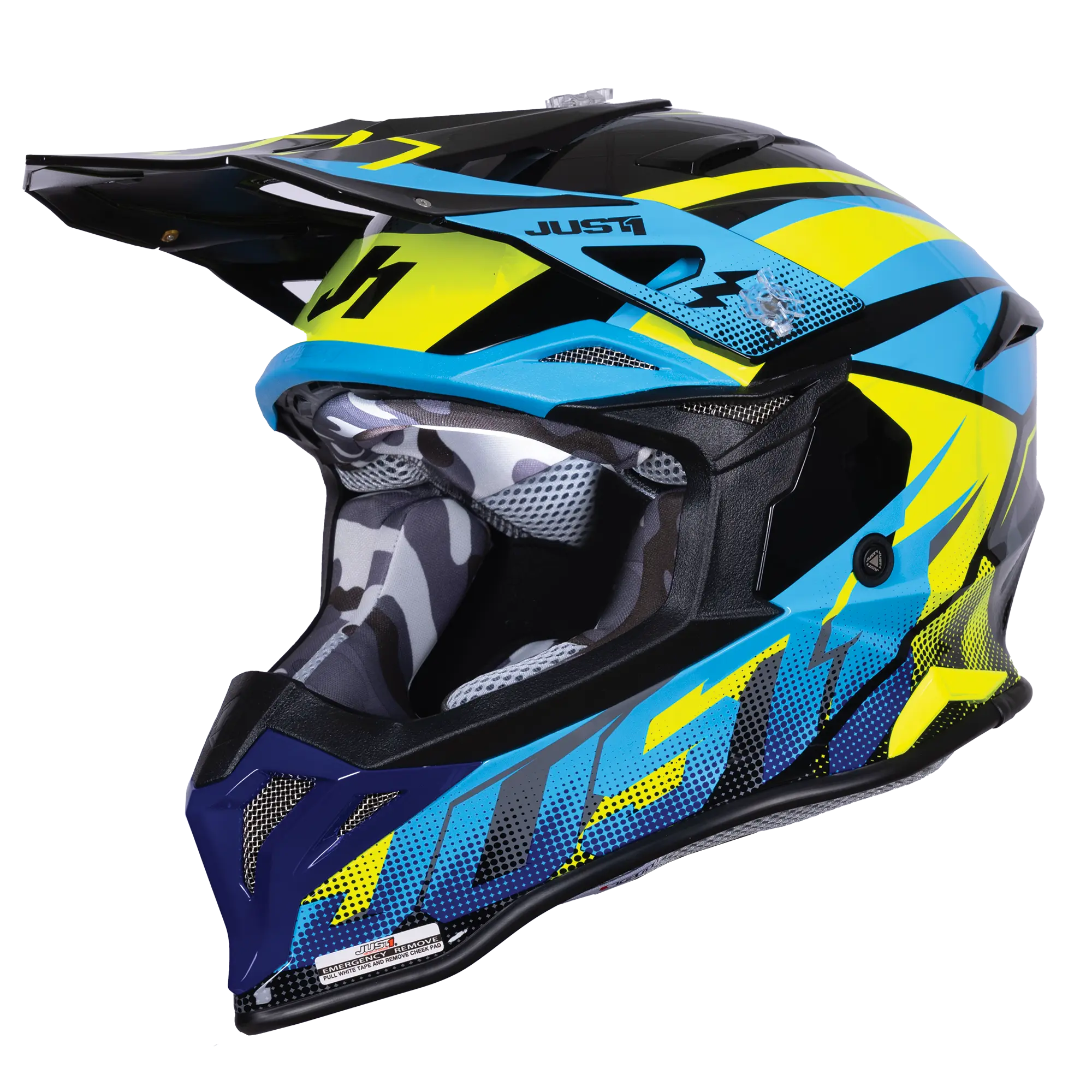 Just1 J39 Revo Blue / Fluo Yellow / Gloss Black FREE UK Delivery, FREE 365 Day Returns | Moto Central