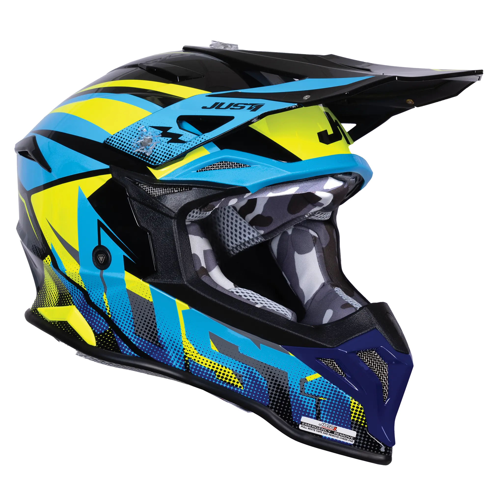 Just1 J39 Revo Blue / Fluo Yellow / Gloss Black FREE UK Delivery, FREE 365 Day Returns | Moto Central