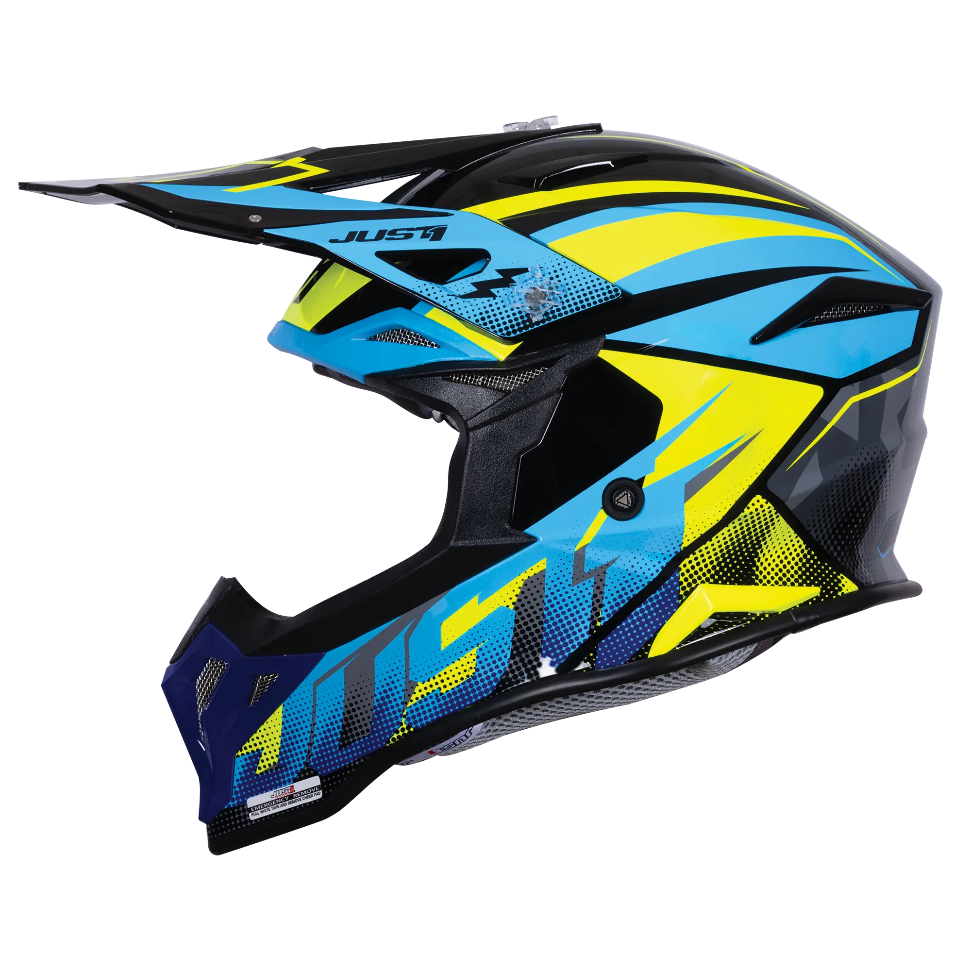 Just1 J39 Revo Blue / Fluo Yellow / Gloss Black FREE UK Delivery, FREE 365 Day Returns | Moto Central